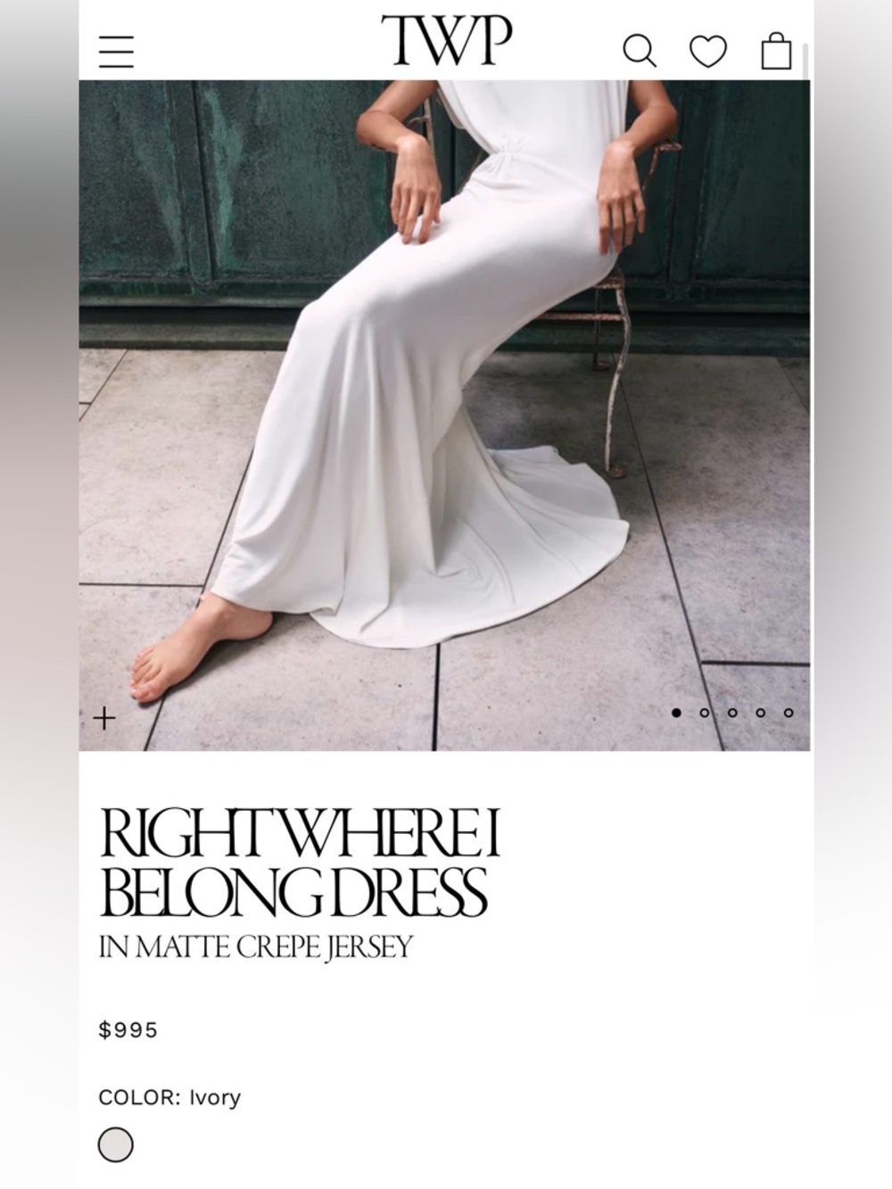 TWP RIGHT WHERE I BELONG MAXI DRESS IN MATTE CREPE JERSEY - Picture 8 of 13